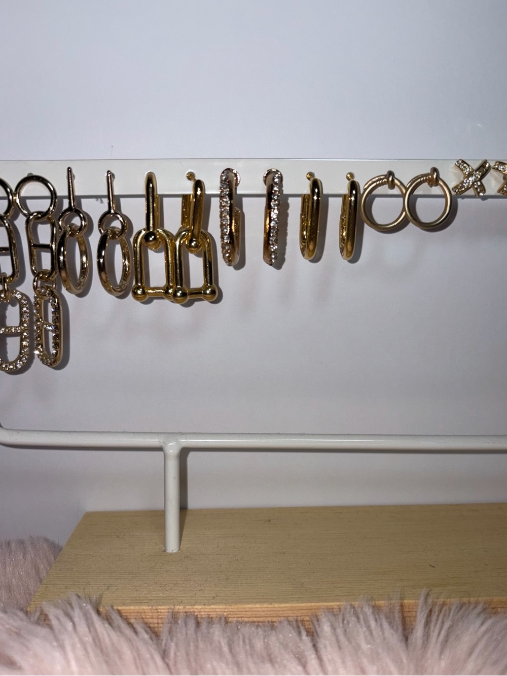 Gold-Tone Hoop & Pave Earring Set